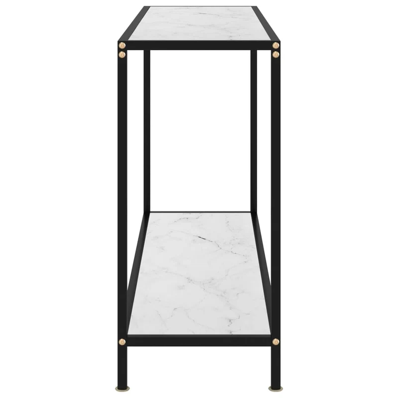 Table d'appoint console pratique pour une entrée organisée 120 x 35 x 75 cm verre trempé blanc et acier DEC031700