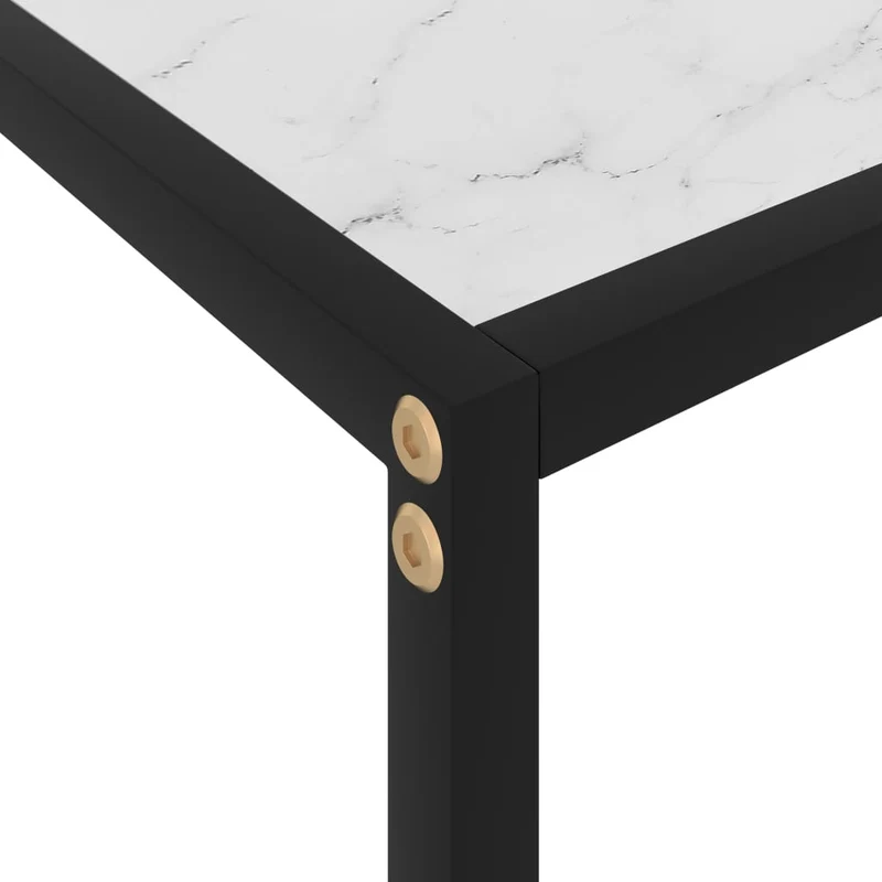 Table d'appoint console pratique pour une entrée organisée 120 x 35 x 75 cm verre trempé blanc et acier DEC031700