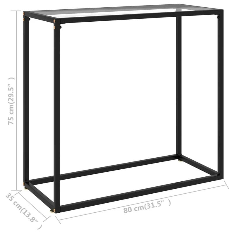 Table d'appoint console pratique pour une entrée organisée 80 x 35 x 75 cm verre trempé transparent et acier DEC032277