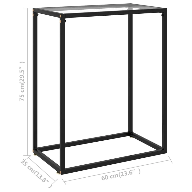 Table d'appoint console pratique pour une entrée organisée 60 x 35 x 75 cm verre trempé transparent et acier DEC032275