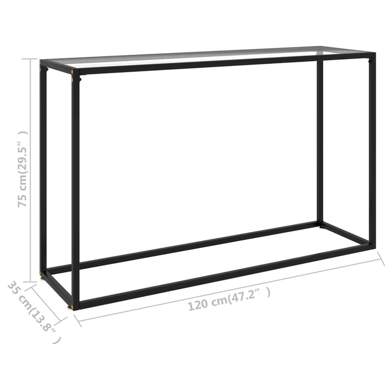 Table d'appoint console pratique pour une entrée organisée 120 x 35 x 75 cm verre trempé transparent et acier DEC032263