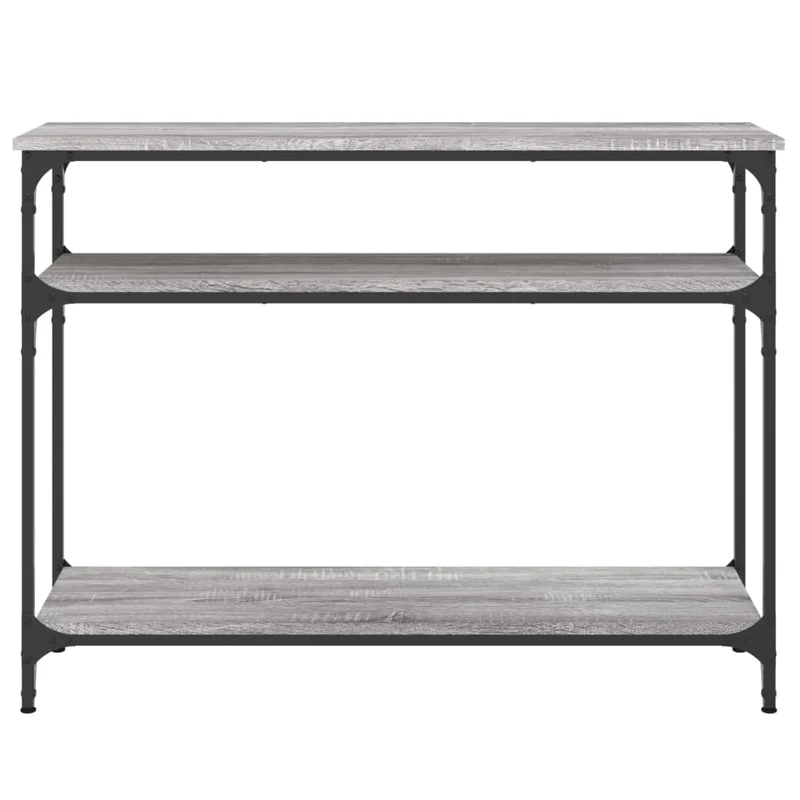 Table d'appoint console pratique avec étagères pour une entrée organisée 100 x 29 x 75 cm bois d'ingénierie gris et métal DEC032190