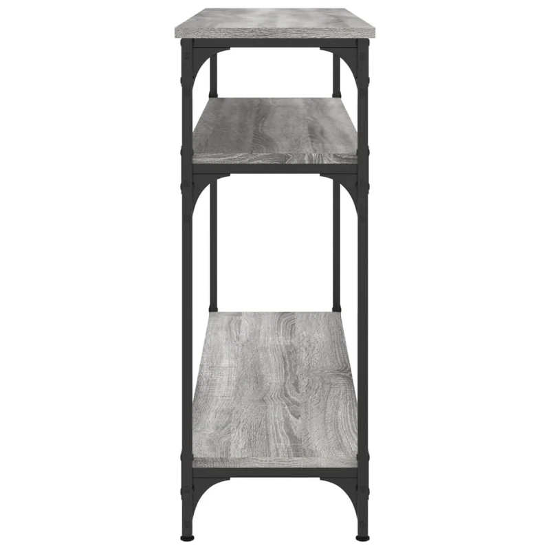 Table d'appoint console pratique avec étagères pour une entrée organisée 100 x 29 x 75 cm bois d'ingénierie gris et métal DEC032190