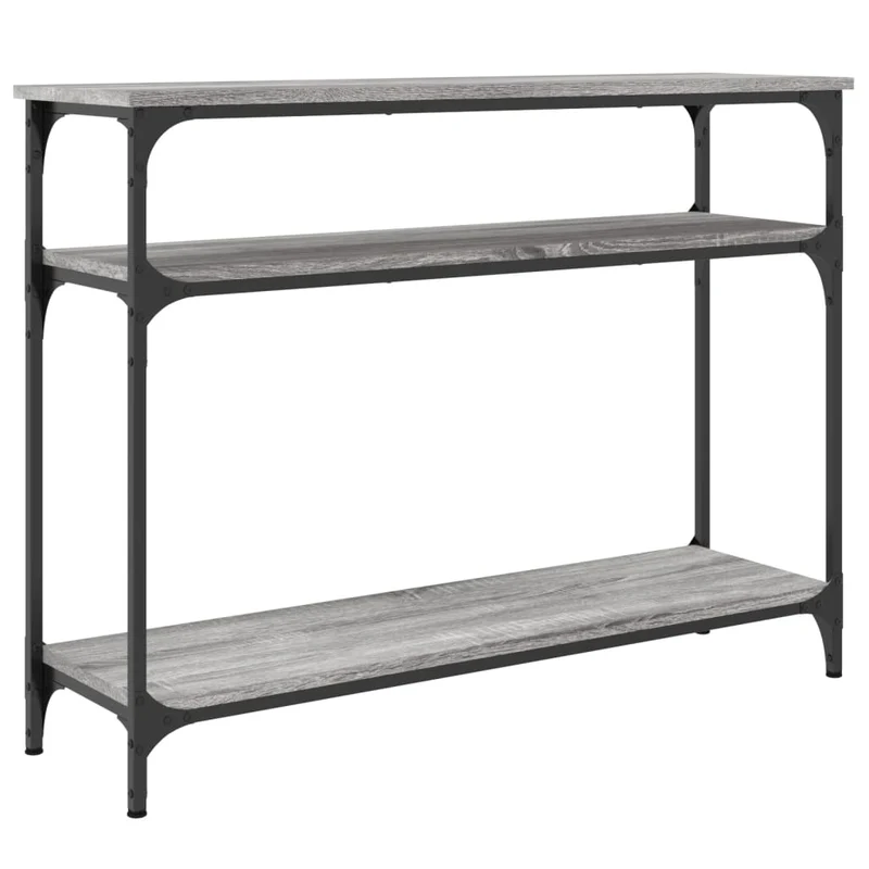Table d'appoint console pratique avec étagères pour une entrée organisée 100 x 29 x 75 cm bois d'ingénierie gris et métal DEC032190