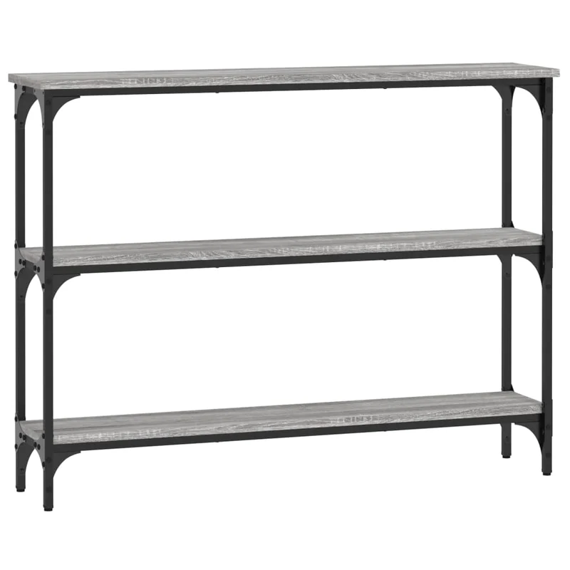 Table d'appoint console pratique avec étagères pour une entrée organisée 100 x 22,5 x 75 cm bois d'ingénierie gris et métal DEC032185