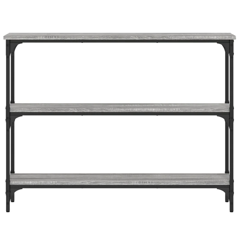 Table d'appoint console pratique avec étagères pour une entrée organisée 100 x 22,5 x 75 cm bois d'ingénierie gris et métal DEC032185