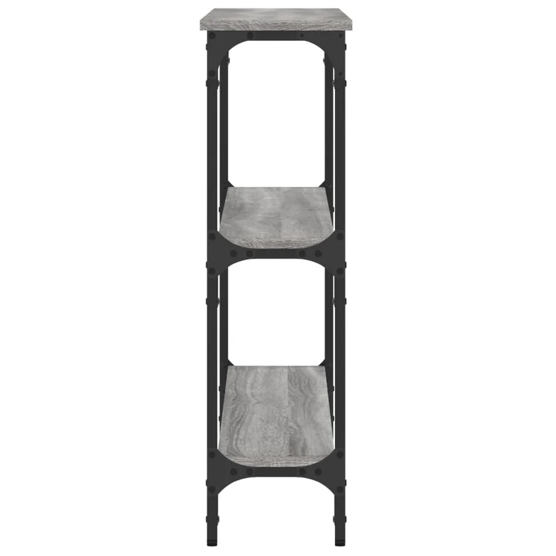 Table d'appoint console pratique avec étagères pour une entrée organisée 100 x 22,5 x 75 cm bois d'ingénierie gris et métal DEC032185