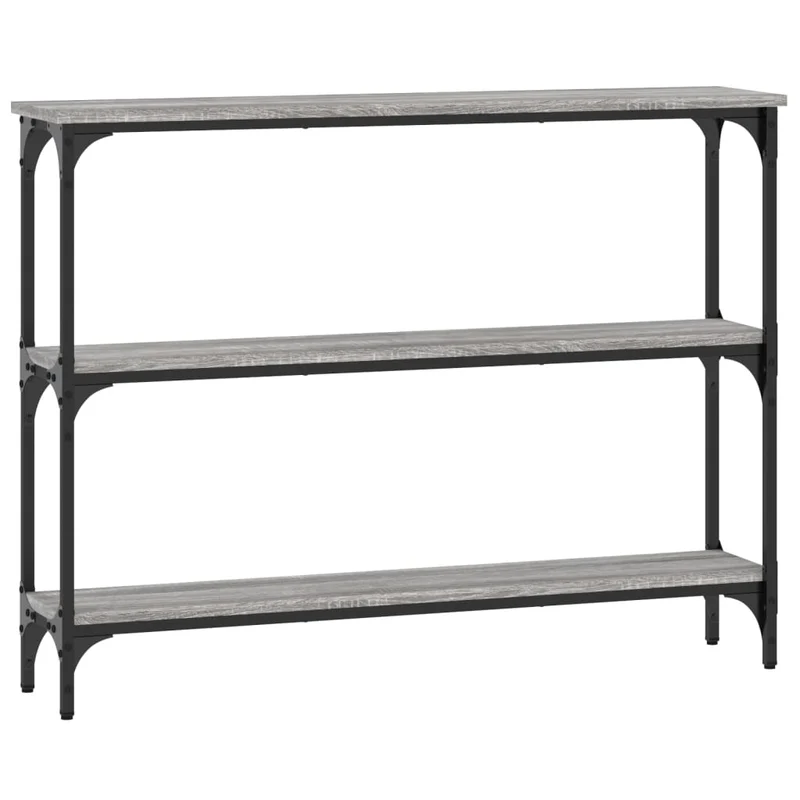 Table d'appoint console pratique avec étagères pour une entrée organisée 100 x 22,5 x 75 cm bois d'ingénierie gris et métal DEC032185