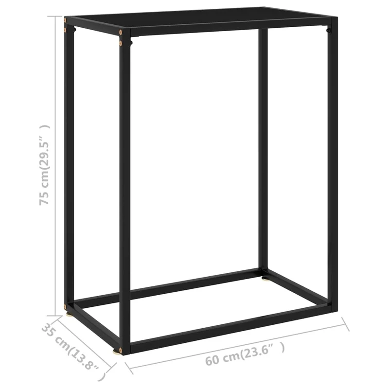 Table d'appoint console pratique pour une entrée organisée 60 x 35 x 75 cm verre trempé et acier noir DEC032142