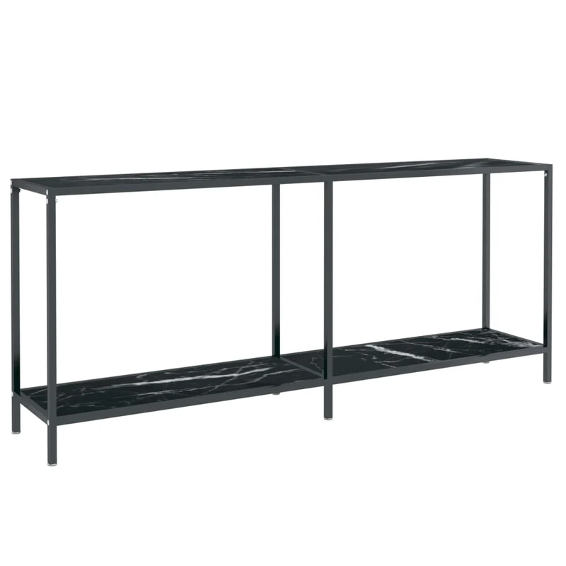 Table d'appoint console pratique pour une entrée organisée 180 x 35 x 75,5 cm verre trempé et acier noir DEC032128