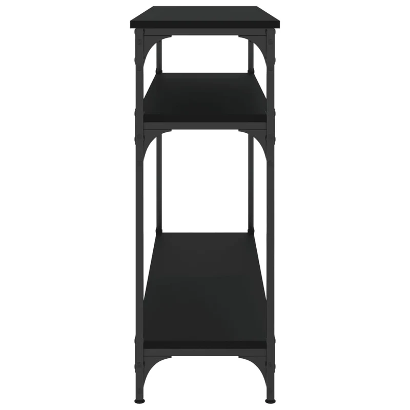 Table d'appoint console pratique avec étagères de rangement 100 x 29 x 75 cm bois d'ingénierie et métal noir DEC032064