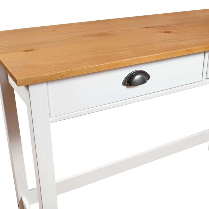 Table d'appoint console pratique avec tiroirs pour une entrée organisée 110 x 45 x 74 cm pin solide blanc DEC032025