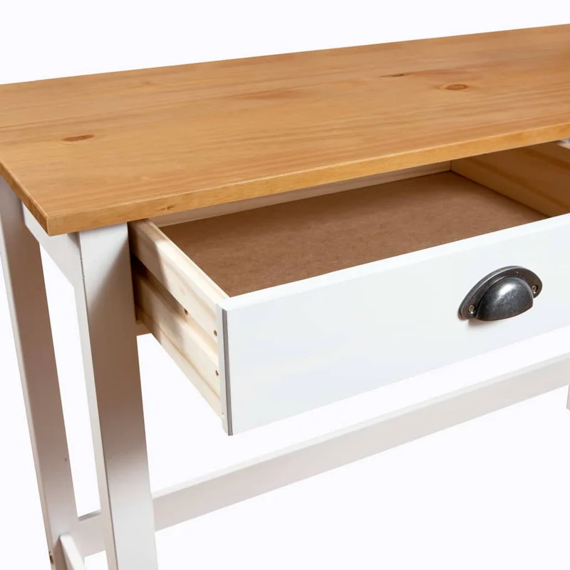 Table d'appoint console pratique avec tiroirs pour une entrée organisée 110 x 45 x 74 cm pin solide blanc DEC032025