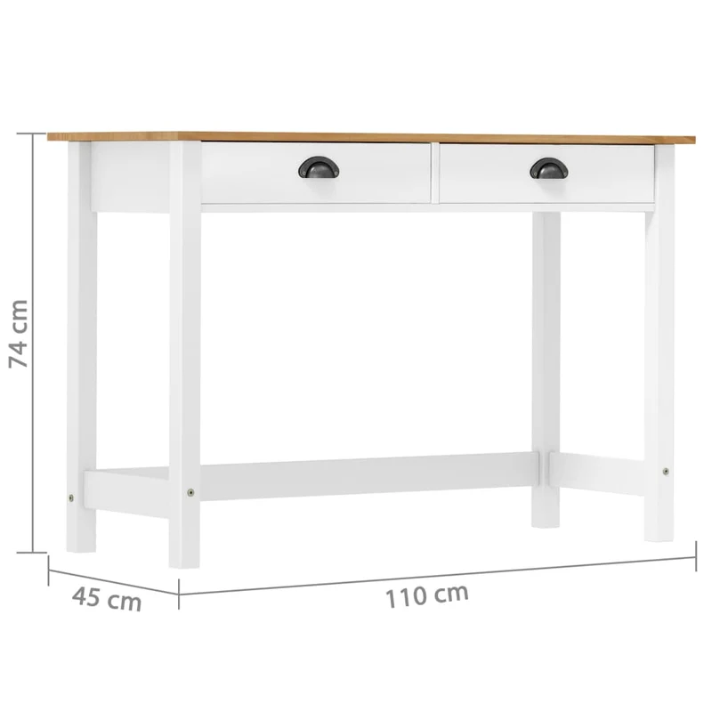 Table d'appoint console pratique avec tiroirs pour une entrée organisée 110 x 45 x 74 cm pin solide blanc DEC032025