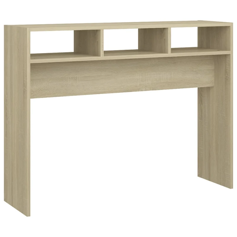 Table d'appoint console pratique avec compartiments de rangement 105 x 30 x 80 cm bois d'ingénierie couleur chêne DEC031928