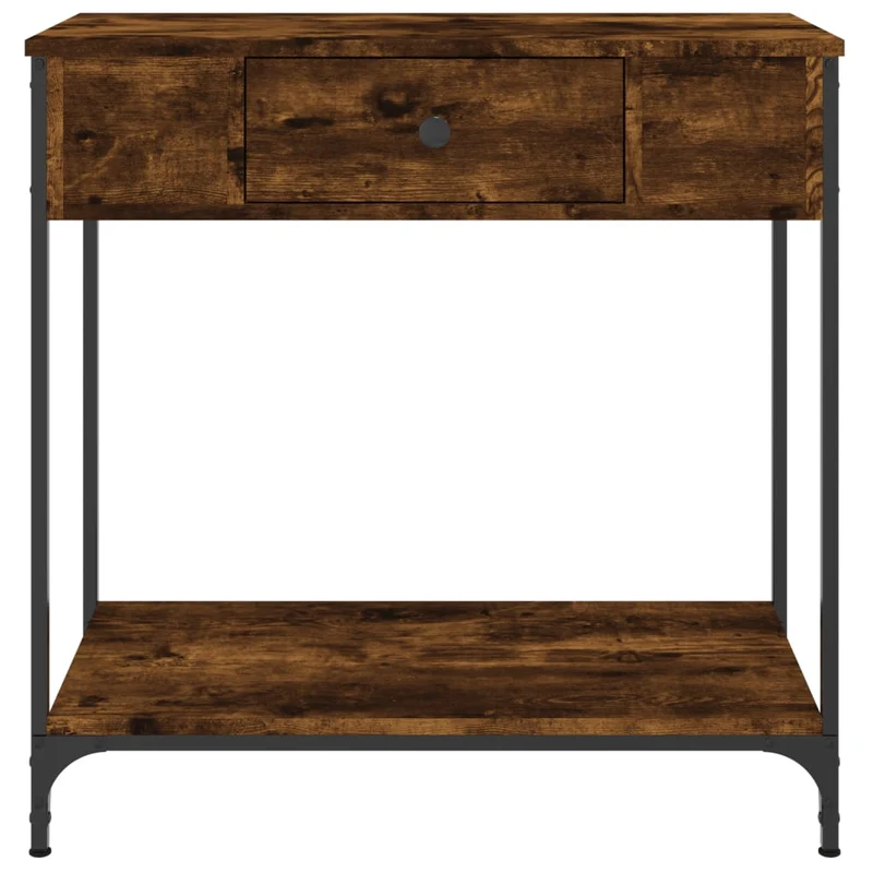 Table d'appoint console pratique avec tiroirs pour une entrée organisée 75 x 34,5 x 75 cm bois d'ingénierie marron et métal DEC031813