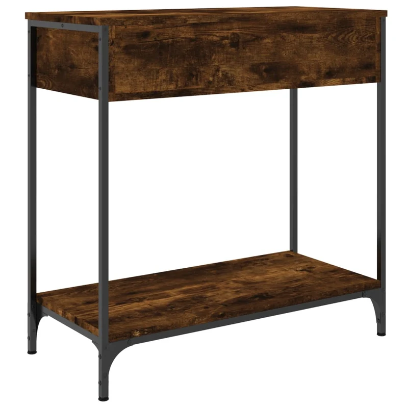 Table d'appoint console pratique avec tiroirs pour une entrée organisée 75 x 34,5 x 75 cm bois d'ingénierie marron et métal DEC031813