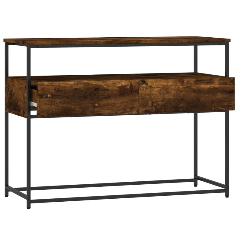Table d'appoint console pratique avec tiroirs pour une entrée organisée 100 x 40 x 75 cm bois d'ingénierie marron et métal DEC031774