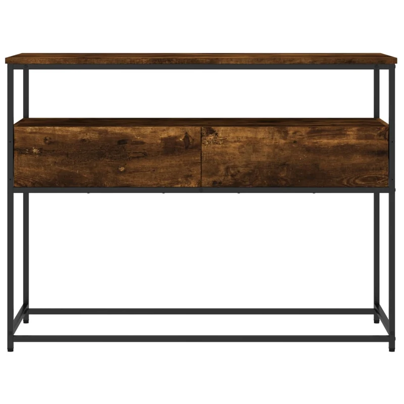 Table d'appoint console pratique avec tiroirs pour une entrée organisée 100 x 40 x 75 cm bois d'ingénierie marron et métal DEC031774