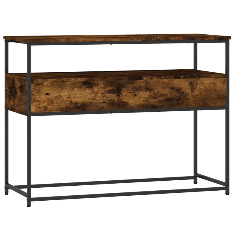 Table d'appoint console pratique avec tiroirs pour une entrée organisée 100 x 40 x 75 cm bois d'ingénierie marron et métal DEC031774