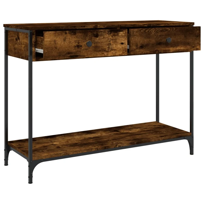 Table d'appoint console avec tiroirs pratique pour une entrée organisée 100 x 34,5 x 75 cm bois d'ingénierie brun DEC031764