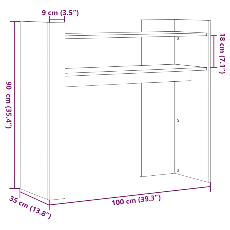 Table d'appoint console pratique pour une entrée organisée 100 x 35 x 90 cm bois d’ingénierie blanc DEC031681