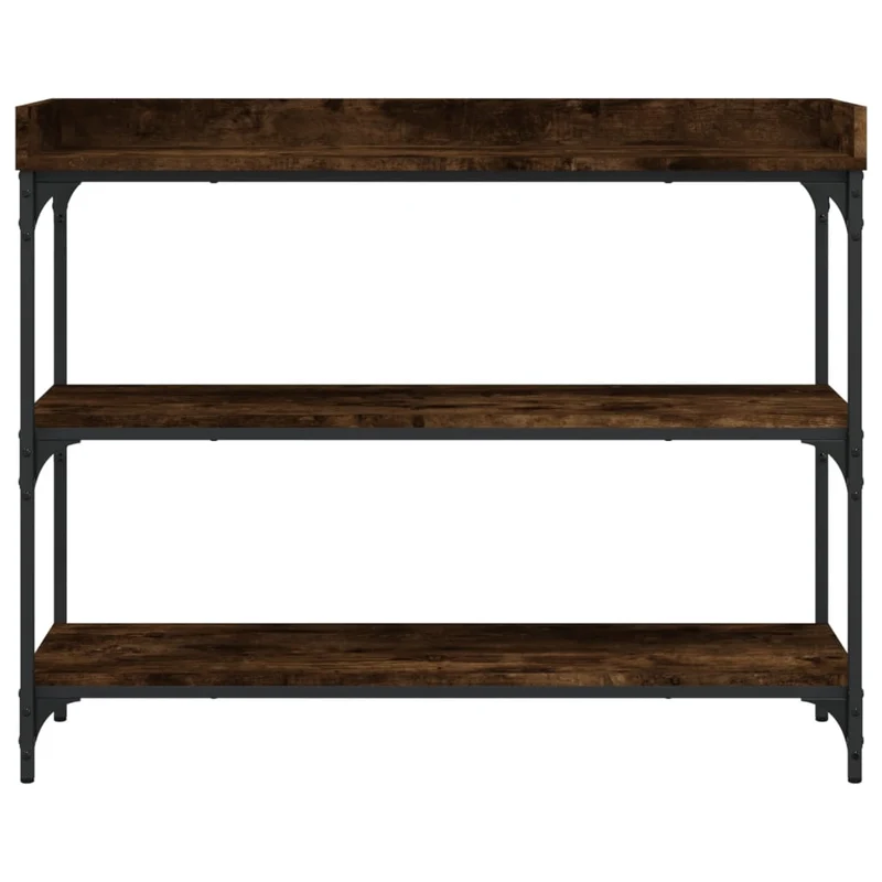 Table d'appoint console pratique avec étagères pour une entrée organisée 100 x 30 x 80 cm bois d'ingénierie marron et métal DEC031657