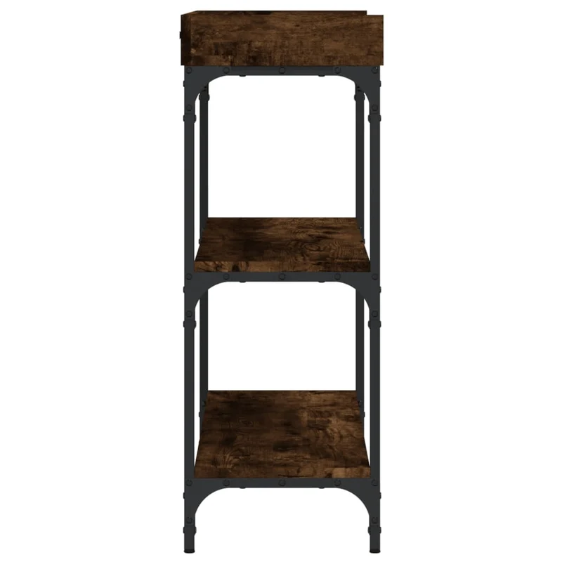 Table d'appoint console pratique avec étagères pour une entrée organisée 100 x 30 x 80 cm bois d'ingénierie marron et métal DEC031657