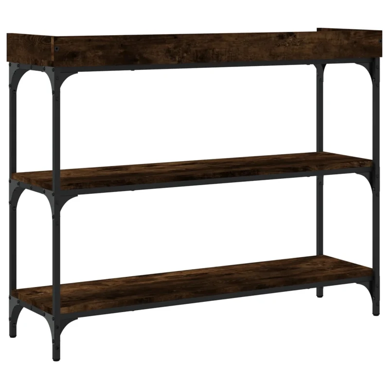 Table d'appoint console pratique avec étagères pour une entrée organisée 100 x 30 x 80 cm bois d'ingénierie marron et métal DEC031657