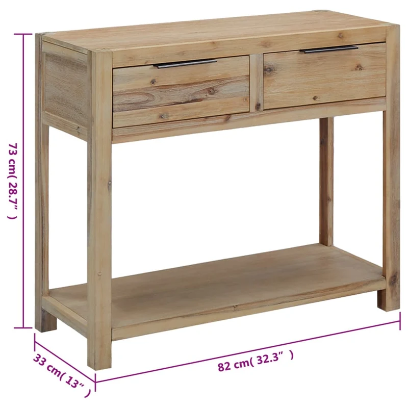 Table d'appoint console pratique avec tiroirs pour une entrée organisée 82 x 33 x 73 cm bois d'acacia massif brun DEC031578