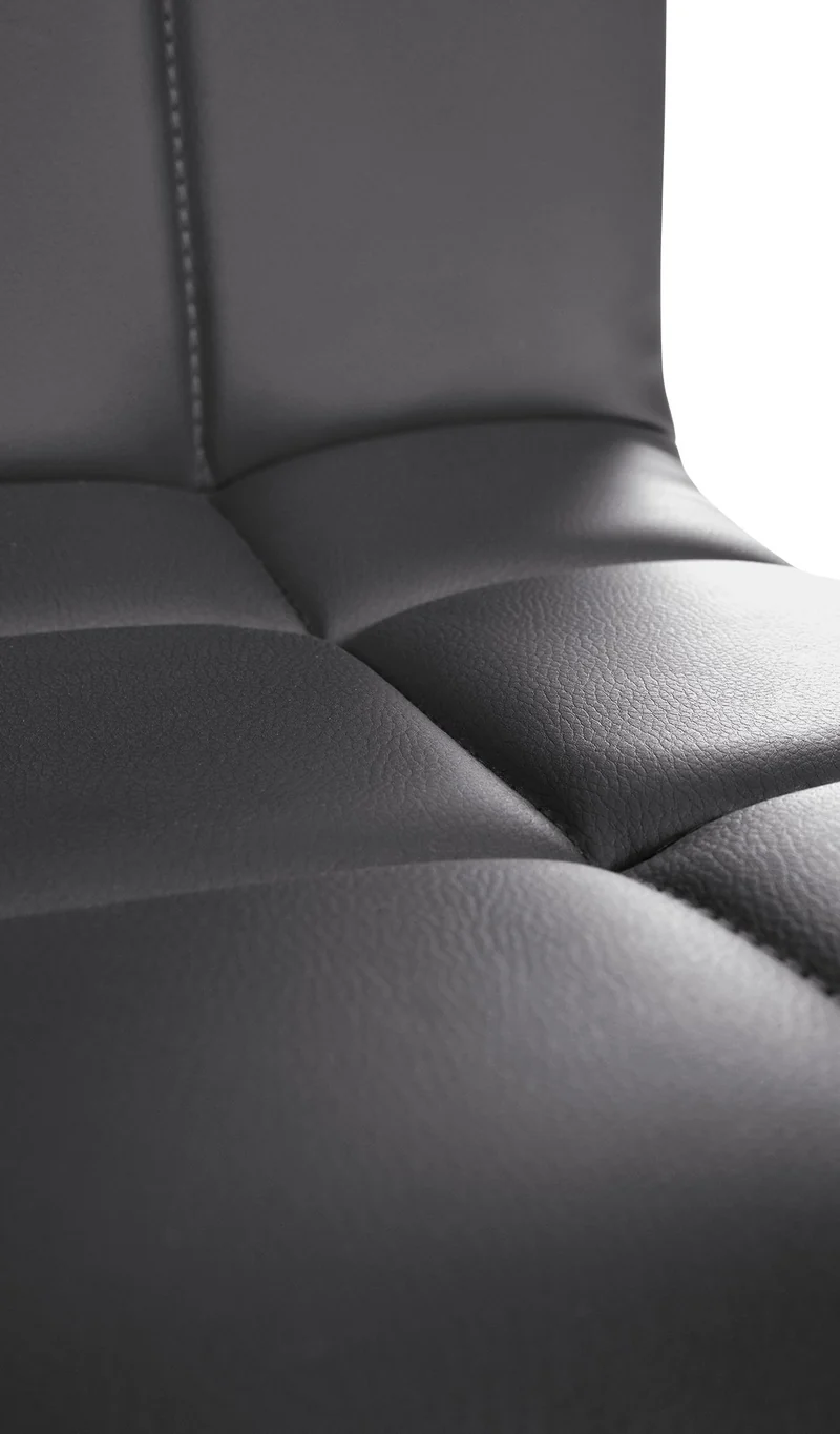 Chaise de salle à manger x1 hauteur réglable design moderne couture décorative en PVC noir piètement en métal 10_0005499