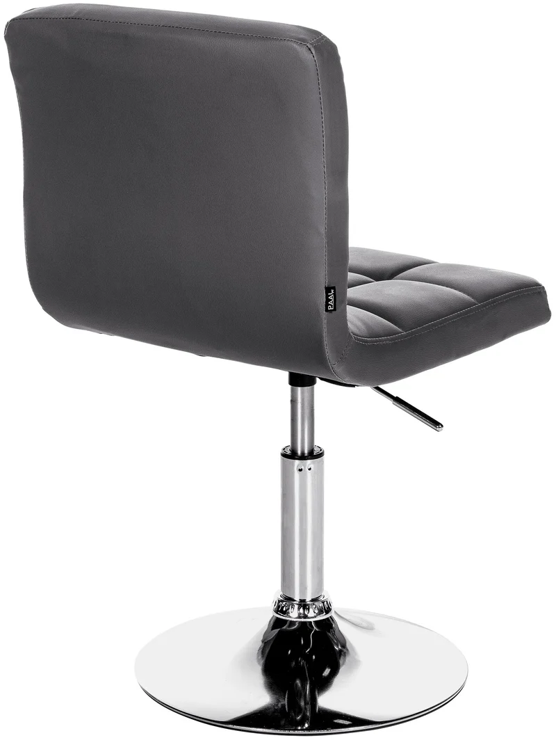 Chaise de salle à manger x1 hauteur réglable design moderne couture décorative en PVC noir piètement en métal 10_0005499