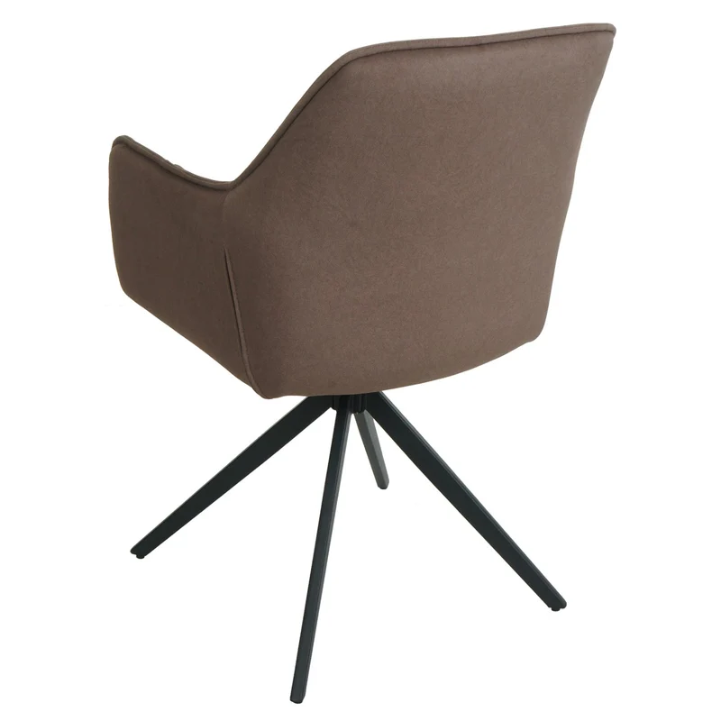 Lot de 2 chaises de salle à manger rembourrée avec accoudoir rotatif métal et tissu marron 04_0007376