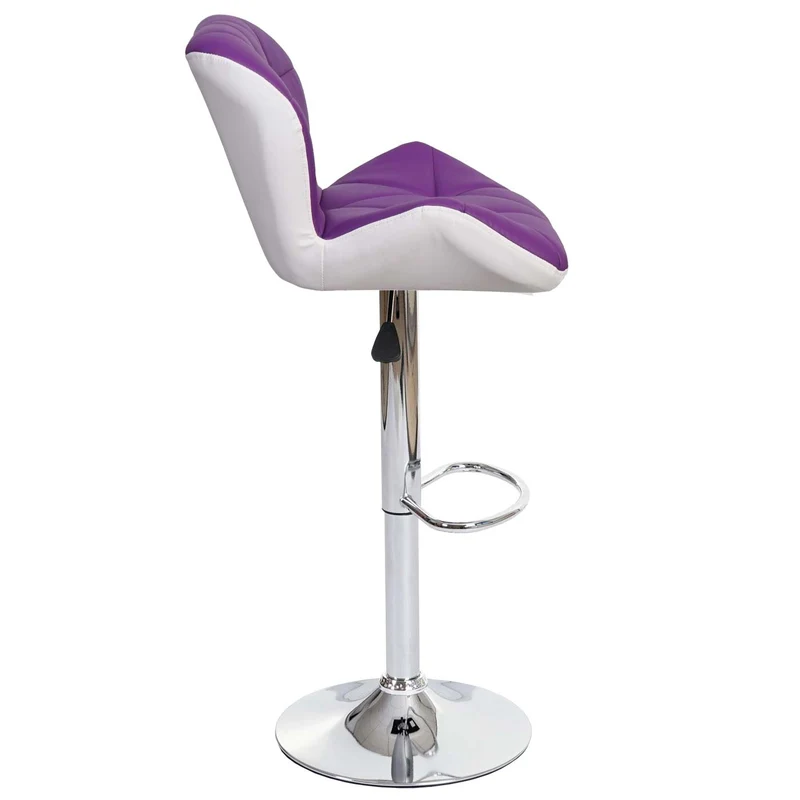 2x tabourets de bar chaise de comptoir hauteur réglable en synthétique violet cadre en acier chromé 04_0000118