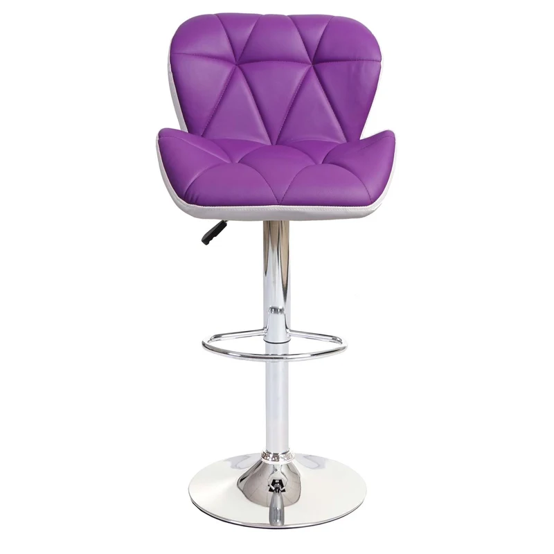 2x tabourets de bar chaise de comptoir hauteur réglable en synthétique violet cadre en acier chromé 04_0000118