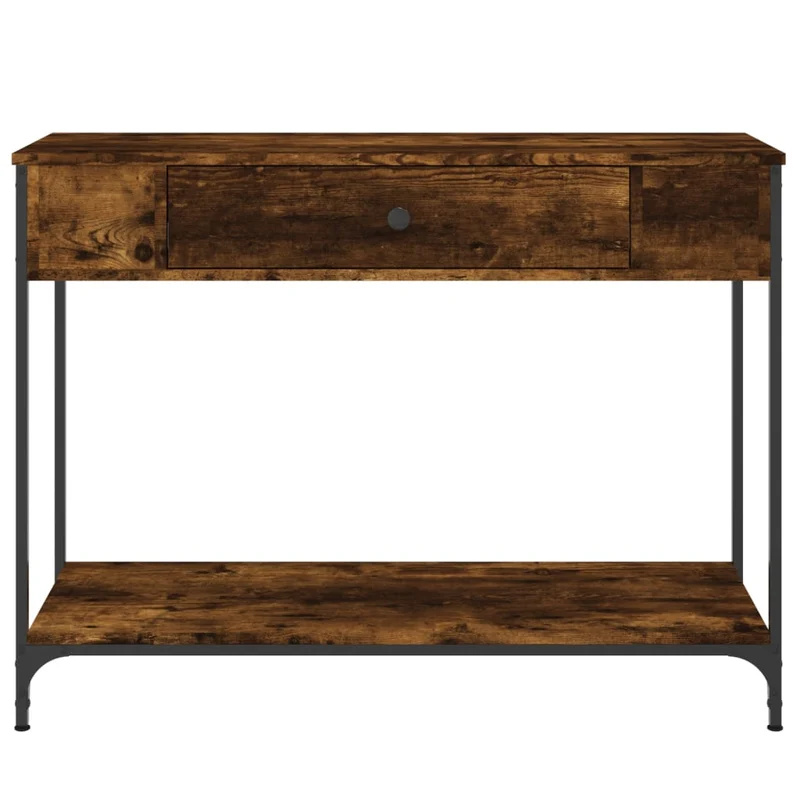 Meuble d'entrée table console design élégant avec tiroirs 100 x 34,5 x 75 cm bois d'ingénierie marron et métal DEC031763
