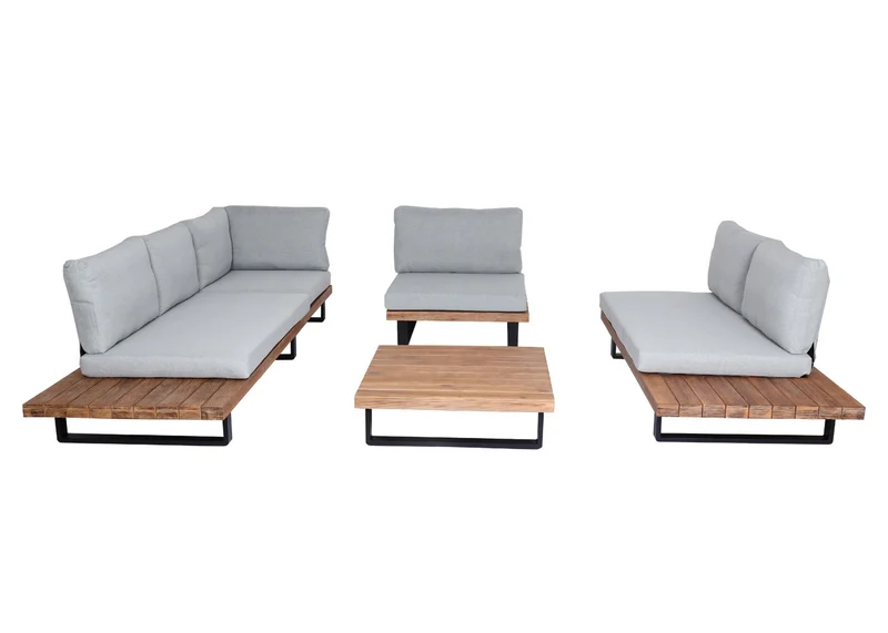 Salon de jardin avec fauteuil hwc-h54 salon de jardin avec canapé en polybois d'acacia filé mvg aluminium marron clair revêtement gris clair 04_0008296