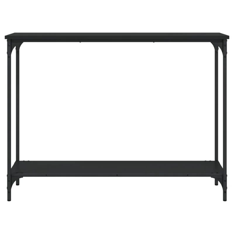Table console fonctionnel et stylé avec étagère 101 x 30,5 x 75 cm bois d'ingénierie noir et métal DEC032088