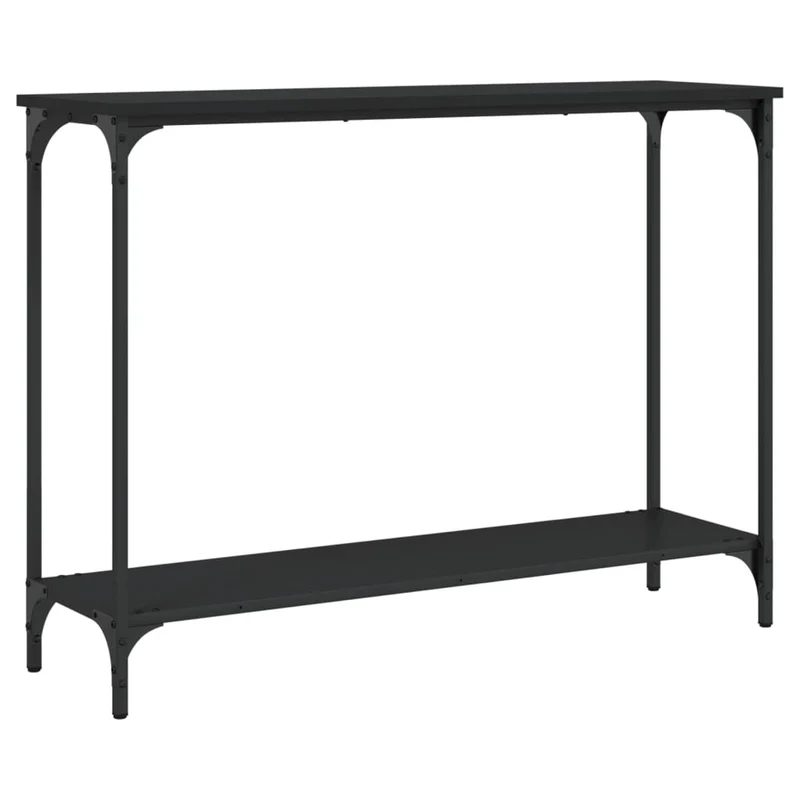 Table console fonctionnel et stylé avec étagère 101 x 30,5 x 75 cm bois d'ingénierie noir et métal DEC032088