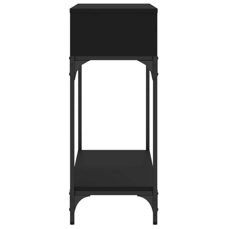 Table console fonctionnel et stylé avec compartiments rangement 100 x 30,5 x 75 cm bois d'ingénierie noir et métal DEC032065