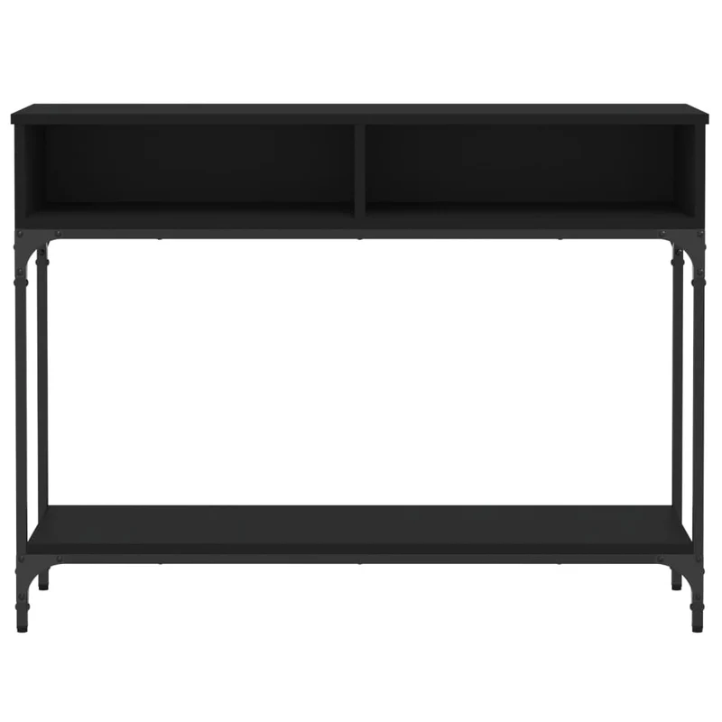 Table console fonctionnel et stylé avec compartiments rangement 100 x 30,5 x 75 cm bois d'ingénierie noir et métal DEC032065