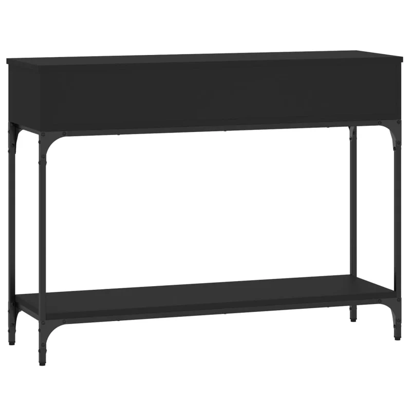 Table console fonctionnel et stylé avec compartiments rangement 100 x 30,5 x 75 cm bois d'ingénierie noir et métal DEC032065