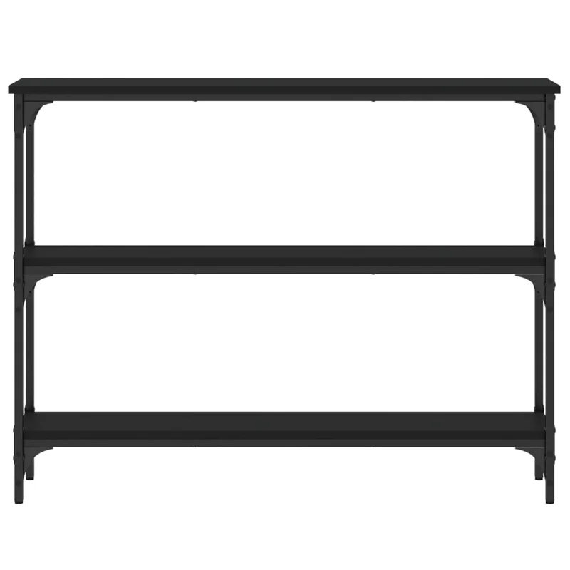 Table console d'entrée fonctionnel et stylé avec étagères 100 x 22,5 x 75 cm bois d'ingénierie noir et métal DEC032058
