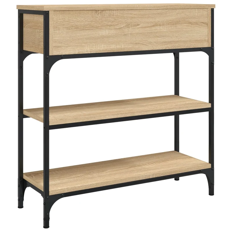 Table console d'entrée fonctionnel et stylé avec tiroirs et étagères 72,5 x 25 x 75 cm bois d'ingénierie et métal DEC031945