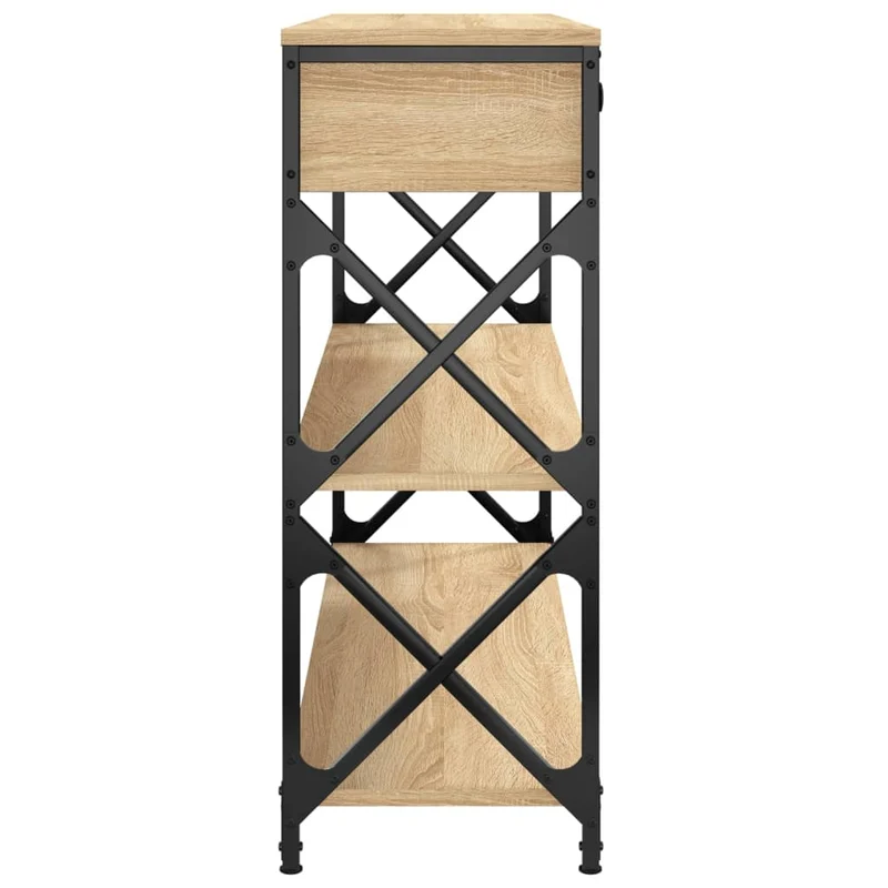 Table console d'entrée fonctionnel et stylé avec tiroirs et étagères 100 x 28 x 75 cm bois d'ingénierie et métal DEC031900