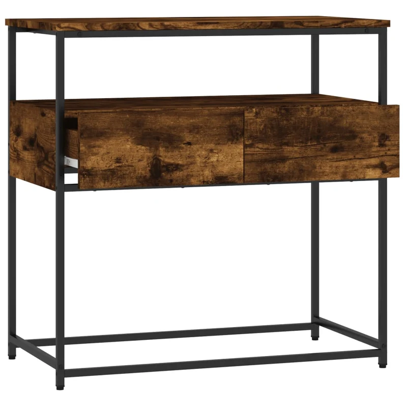 Table console d'entrée fonctionnel et stylé avec tiroirs 75 x 40 x 75 cm bois d'ingénierie marron et métal DEC031816