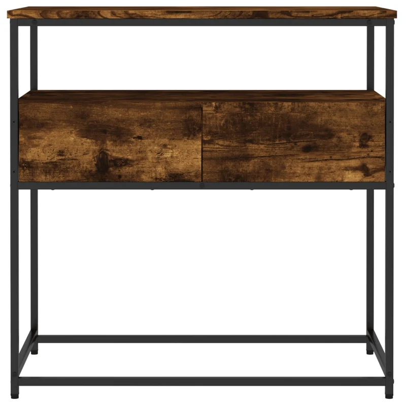 Table console d'entrée fonctionnel et stylé avec tiroirs 75 x 40 x 75 cm bois d'ingénierie marron et métal DEC031816
