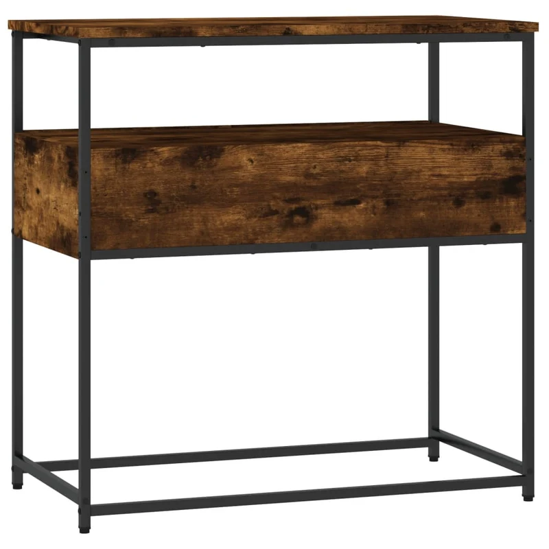 Table console d'entrée fonctionnel et stylé avec tiroirs 75 x 40 x 75 cm bois d'ingénierie marron et métal DEC031816