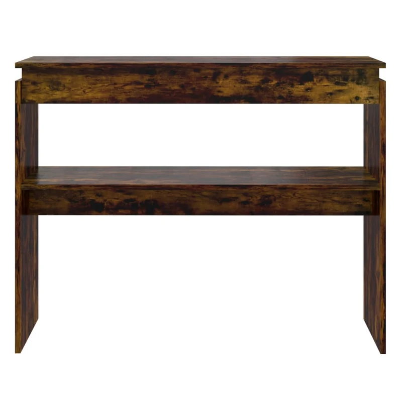 Table console d'entrée fonctionnel et stylé avec étagère 102 x 30 x 80 cm bois d'ingénierie DEC031779