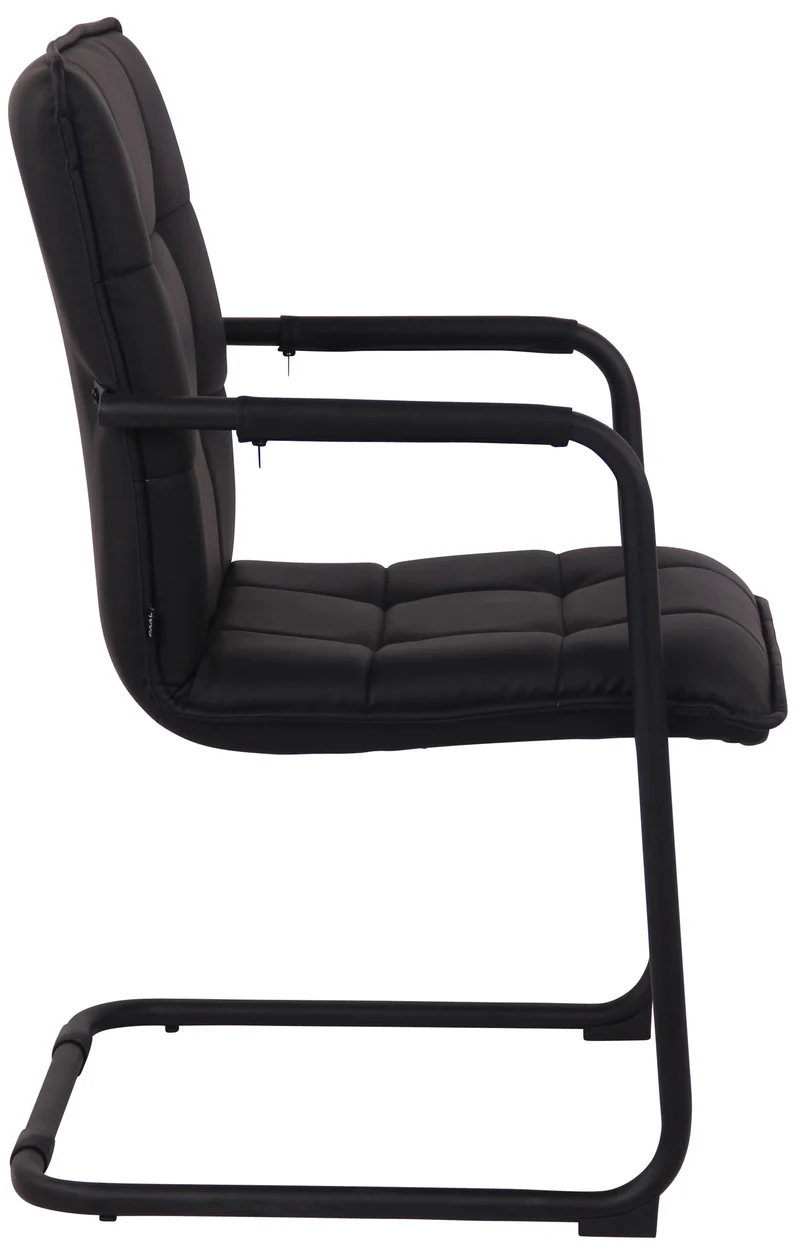 Chaise visiteur fauteuil de bureau sans roulettes en synthétique noir cadre métal noir BUR10479